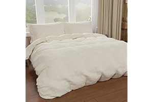 PETTI Artigiani Italiani - Set Copripiumino Matrimoniale 250x200 cm (2 Federe 50x80 cm Incluse), Parure Copripiumino Morbida Microfibra Tinta Unita Panna