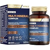 Nutraxin Multi Mineral Complex | 12 Mineral İ&ccedil;eren Takviye | Vegan | 60 Tablet | Kalsiyum, Magnezyum, &Ccedil;inko, Demir ve Daha Fa