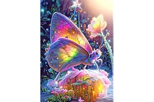 QENSPE 5D Diamond Painting Papillons Colorés Peinture Diamant Complet, Fantasy Diamant Kit Adulte Enfants, DIY Diamant Strass Point de Croix Cristal Painting Murale Décoration 30x40cm