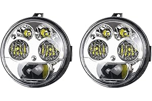 CPOWACE LED Headlight for Brute Force Accessories, Pair Chrome 12v 4.5 Inch High Low Beam Front Head Lamp Assembly Compatible with Kawasaki Teryx/Teryx4 750/800 Brute Force 750