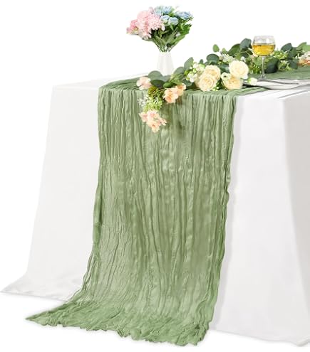 CHUQING Runner Verde Salvia Chiffon Runner Tavola Verde per Matrimonio