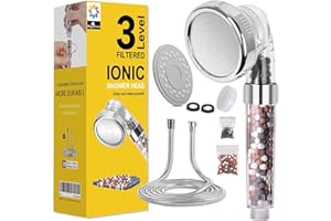 Magichome Shower Head and Hose 2m, 3-Layer Filtration Ionic Shower Head, Universal Filter Shower Heads for Hard Water Low Water Pressure with Extra Replaceable Accessories