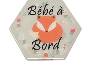 IRRÉVERSIBLE BIJOUX IRREVERSIBLE BIJOUX - Sticker Bébé à Bord Design Renard Repositionnable Intérieur ou Extérieur - Résistant UV et Lavage - Sécurité Voiture Enfant - Cadeau Futurs Parents - 13x15cm - Fabriqué en France