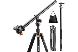 TARION Q550 Trépied Appareil Photo et Tete avec Colonne Centrale Bras d'extension Horizontal 360 Rotatif et Sac de Sable Contrepoids (Charge Admissible Max 6 KG) pour Appareil Photo