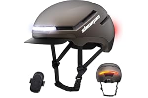 Shinmax Casco Bici Uomo e Donna con LED Indicatori di Direzione, USB Ricaricabile, Visiera Rimovibile, Casco Bicicletta per Ciclismo Urbano, Trekking, Commuting e Monopattino Elettrico