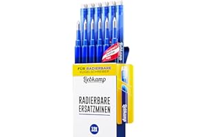 LIEBKAMP Radierbare Ersatzmine blau 0,7mm [12 Stk] Für Radierbarer Kugelschreiber, Tintenroller Radierbar, Radierstift, Erasable Pen, Gelschreiber Radierbar
