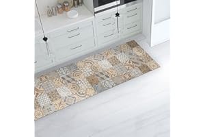 CREARREDA Alfombra de Cocina de Vinilo Antideslizante y Lavable, 100% Made in Italy, 240x50 cm