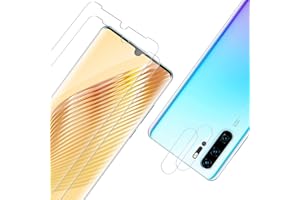 wsky für Panzerglas für Huawei P30 Pro Schutzfolie, 2 Stück Panzer Schutz Glas mit 2 Stück Kameraschutz für P30 Pro, HD Klar Kamera Displayschutz für Huawei P30 Pro Panzerfolie Schutzglas