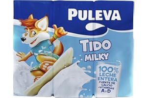 Puleva - Tido Milky, Leche Entera, Enriquecida con Vitaminas A y D, Fuente de Calcio y Proteínas, Incluye Pajita - Pack 6x200ml