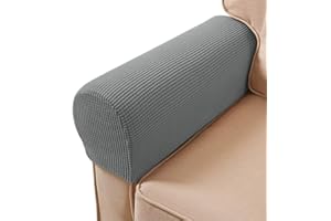ESRISE Armlehnen-Stuhlbezüge, Stretch-Sessel, Couch, Armlehnenbezug, rutschfest, Spandex, Polyester, Sofa-Stuhl-Armkappen, Schonbezüge für Möbelschutz, 2er-Set (Hellgrau)