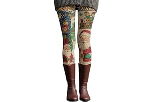 Generisch Weihnachten Damen Leggings Weihnachtsleggings Sportleggins Schneeflocke Bedruckt Weihnachten Hose Freizeithose Weihnachts Winter Warm Strumpfleggings Winddicht Leggingshose
