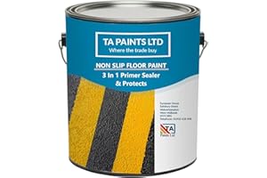T A Paints Ltd Non Slip Floor Paint Multi Surface Concrete Brick Stone Wood Metal Floors Workshops Factory Steps Showroom Garage Floors (5L Safety Yellow BS 08 E 51)