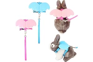 Filhome 2 Pack Adjustable Rabbit Bunny Harness and Leash Set with Wings, Vest Harness for Rabbit Ferret Bunny Kitten Guinea Pig Walking