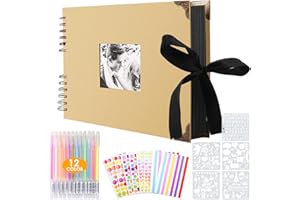 Splend Album photo à personnaliser soi-même - 80 pages noires - Livre photo à coller - Cadeau DIY - Pour bébé, famille, anniversaire, Saint-Valentin, mariage - Avec coins de protection - Kaki