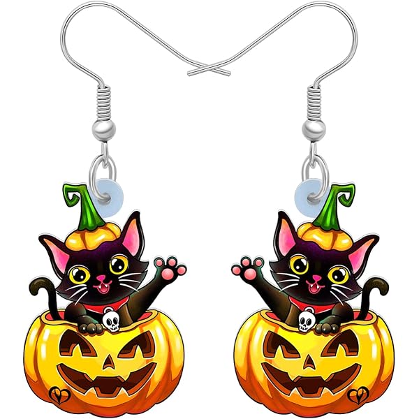 4 Paires De Boucles D'oreilles Halloween – Citrouille, Crâne, Fantôme, Chauve-souris – Bijoux Pendants Pour Déguisement Et Fête