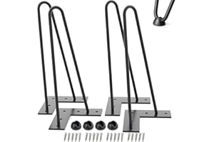 Drenky Tischbeine Metall Schwarz,4 Stück Füße für Möbel Hairpin Legs 40 cm Möbelfüße Schwarz Schrankbeine Haarnadel Tischbeine Schreibtisch Beine für DIY Möbel Projekt