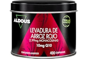 ALDOUS BIO Levure de Riz Rouge avec Coenzyme Q10-400 comprimés - 2,99 mg de Monacoline pure - Fonction Normale du Cœur - Levure de Riz Rouge Cholestérol - Sans Citrinine - Plus d'1 an - Red Yeast Rice - ALDOUS