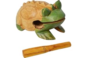 A-Star Rana de madera hecha a mano Guiro Scraper Tone Block, 12cm con batidor