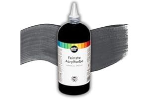 perfect ideaz • Peinture acrylique noire 1000 ml (1l), haut pouvoir couvrant, résistante à la lumière, à base d'eau