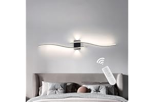 MINIFAIR Kinkiety ścienne do wnętrz, 100 cm Kinkiety do sypialni z falą, aluminiowa lampa ścienna 3000-6000K Bezstopniowa regulacja do salonu sypialni łazienki korytarza schodów dekoracja czarna