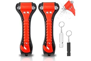 BUOSHUO Emergency Hammer Car with Belt Cutter, 2 Pieces Portable Emergency Hammer Car, Seat Belt Cutter Emergency Hammer for Car, Window Breaker 2 in 1, Set Car Safety Hammer, Hammer with Whistle for Car, Bus
