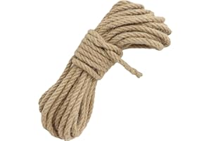 KuTi Kai Natural Hemp Cord Ropes and Strong Jute Rope Sash,Multi Purpose Utility Sisal Twine Rope (6mm-10M(32ft))
