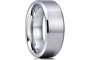 King Will BASIC 8mm Stainless Steel Ring Black Plated Matte Finish&Polished Beveled Edge with Laser Etched I Love You