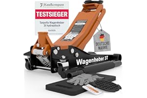 ‎TARPOFIX Tarpofix® Wagenheber 3t hydraulisch (85-475mm Hubhöhe) | Premium Rangierwagenheber 3t mit Doppelzylinder | Hydraulischer Wagenheber flach für SUV & tiefergelegte Autos | Hydraulik Rangierwagenheber