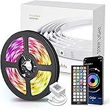 Mellex Led Striscia, Strisce Led 15 Metri Luci Led Camera da Letto Bluetooth RGB con Telecomando, App Controllato, Cambia Col