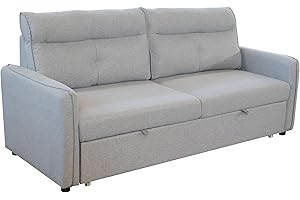SHIITO | Modelo Chrysler - Sofá Cama 3 Plazas con Apertura de Arrastre | Relax & Confort | 209 x 86 x 100 cm - Color Gris Claro