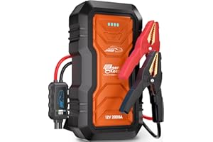 ‎GREEN KEEPER Starthilfe Powerbank 2000A Tragbarer 12V Starthilfekabel & Booster für Benzin 7.0L, Diesel 6.5L Auto Starthilfe mit Jump Starter Safe Autobatterie Booster KFZ DC 12V/6A, Effizient für alle Wetterlagen