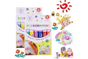 GENERIC Magic Puffy Pens for Kids, DIY Bubble Popcorn Drawing Pens, 3D Art Safe Puffy Pens for Kids, Magic Colourful Popcorn Pens Greeting Birthday, Puffy Embellish Decorate Graffiti Stationery (2 Pcs)