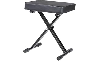 MUSIC STORE BN-90 BK, Klavierbank, Blitzschneller Aufbau, Zusammenlegbar, Gepolsterte Sitzfläche, Variabel einstellbare Sitzhöhe