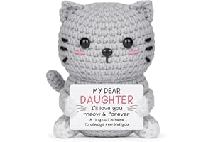 Giftasy Daughter Gifts, Daughter Christmas Birthday Gifts - Handmade Crochet Cute Cat, Presents for Daughter from Mum Dad for Christmas, Graduation, Engagement, Wedding, Mother's Day