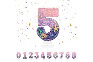 ‎HPNPARTY Geburtstagskerzen Zahlen 5, Meerjungfrau Geburtstag Kerzen 5 Zahlenförmige Kerze, 3D Tortendeko, kuchen Dekoration für Geburtstag Party, Hochzeiten, Firmenfeiern, Jubiläen, Birthday Candle Nummer