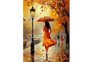 KEYIFA Femme Peinture par Numéros pour Adulte, Paysages Kits de Peinture au Numéro avec Acrylique et Pinceaux, DIY Creatif Toile Paint by Numbers, Décoration de Maison 30x40cm