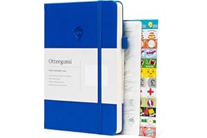 Ottergami Bullet Journal Pointillé A5, 200 Pages, Bleu, Carnet de Notes 15 X 21cm, Essential Papier 100g/m² Contre Les Bavures, avec Élastique Pochoirs, Autocollants, Portestylo
