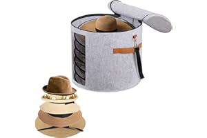 Ohiyoo Hat Box Hat Storage Box with Lid 19'' Hat Storage Boxes for Women & Men Large Round Hat Boxes for Storage Foldable Felt Hat Boxes with Lids Stuffed Animal Toy Storage Bin with Lid (Light Gray)