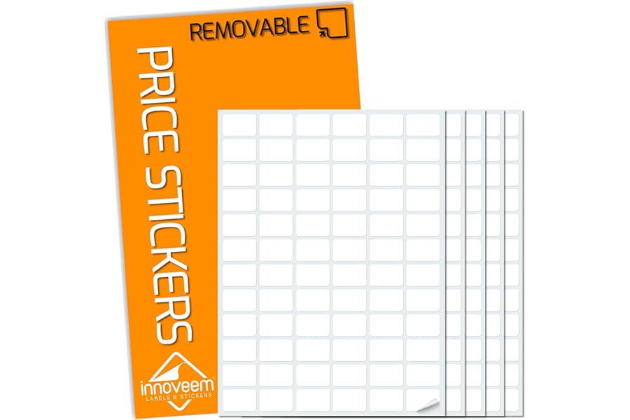 Price Stickers Easy Peel Off - 360 x Small Price Labels Stickers, 20 x 13mm Small Labels for Pricing, Sorting Inventory & Organising Home or Office, Waterproof Durable Sticky Label By Innoveem