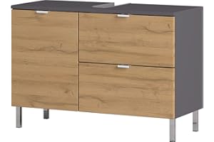 GERMANIA DIE MÖBELMACHER Mueble para Lavabo, Engineered Wood, Grafito,Grandson-Roble NB, 80 x 56 x 34 cm