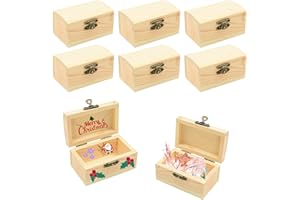 Coriver Mini baúl del tesoro de madera para niños, 6 cajas pequeñas de madera con tapa,manualidades para niños para pintar, recuerdo para eventos de bricolaje, 9 × 5,5 ×5 cm (2.6p-arch)