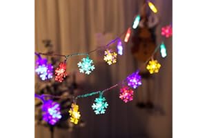 YUMCUTE Catena di luci a LED a forma di fiocco di neve, a batteria, 6 m, 40 LED, impermeabile, per interni ed esterni, per feste, giardino, fai da te