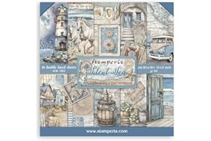 Stamperia - Scrapbook Paper Pad for Scrapbooking, Albums, Card Making, Bullet Journalling and More, Acid Free, Double-Sided, Perfect for Hobbies, Crafts, and Gifting (Silent Sea) (30.5 x 30.5cm)