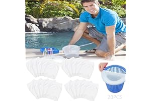 Funmo Pool Skimmer Socks, Baskets and Skimmer, Pool Skimmer Filter, Pool Skimmer Net, Filter Skimmer, Swimming Pool Skimmer, The Disposable Fine Filter for Your Skimmer Basket, White (20 Pieces)