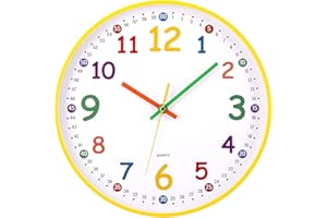 VINILITE Kids Wall Clock Learn to Tell the Time Clock Learning Clock for Kids Teaching Clocks for Children for Bedroom Classroom Living Room