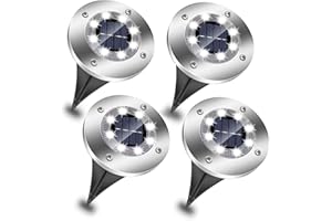 EXTRASTAR Solar Lights for Outdoor Garden, 8 LEDs Solar Ground Lights, IP65 Waterproof Solar Powered Pathway Lights, Outdoor Landscape Lamp for Garden Pathway Patio-6500K Daylight, 4 Pack