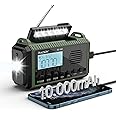 [10000mAh Battery] Raddy SH-905 Wind Up Radio, Emergency Hand Crank Solar Radio, SW AM FM Radio with Rechargeable Battery Flashlight SOS Alarm, Power Bank for Power Outage Camping Hurricane Outdoor