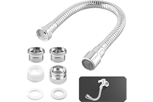 KAIYAYA 20cm Prolunga Rubinetto,Tubo di prolunga per rubinetto Doccetta per Lavandino Cucina Con rotazione a 360 gradi attacco per tubo flessibile da cucina girevole Per Rubinetto,Cucina e Bagno