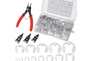 RBLEOTE 400 Stück Sprengring Set,Edelstahl E-Förmig Sicherungsring,Externe Und Interne Befestigung Sprengring,Zur Befestigung Von Lagern,Riemenscheiben,Inklusive Einem Kostenlosen Sicherungsringzange