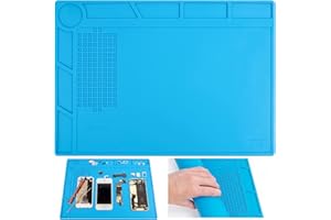 Muyohix Lötmatte Silikon 500℃ Hitzebeständige, 35 x 25 cm Magnetische Lötmatte, Arbeitsmatte, Soldering Mat, Werkbankmatte für Lötarbeiten, Reparatur-Matte für Elektronik, Löten, Telefon, iPad, Uhren